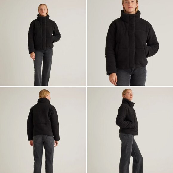 Sherpa Puffer Jacket Quince Size Medium New With Tags Retro Black MSRP $90 - Picture 3 of 16